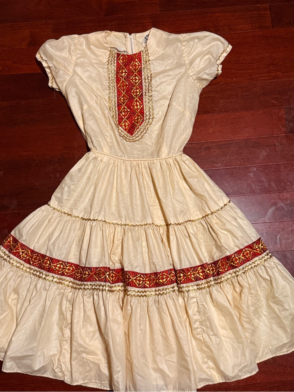 Vintage 60s Cream Ruffle Dress Size S